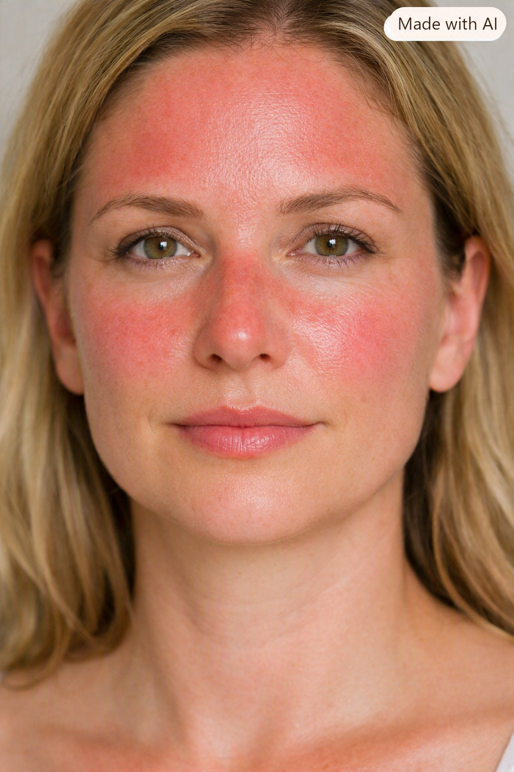Noticeable redness from sunburn